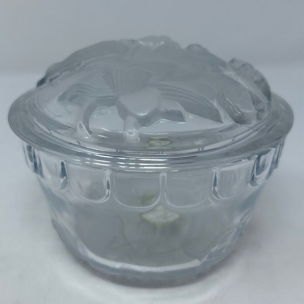 Crystal Clear Industries Floral Candy Dish‎ Frosted Crystal Lid & Bottom